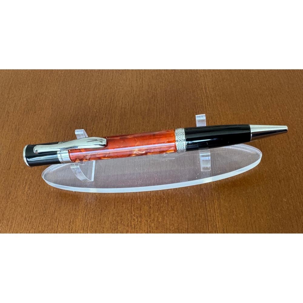 Vintage Monteverde Rollerball Pen Orange Marble Chrome Trim Rare No Box